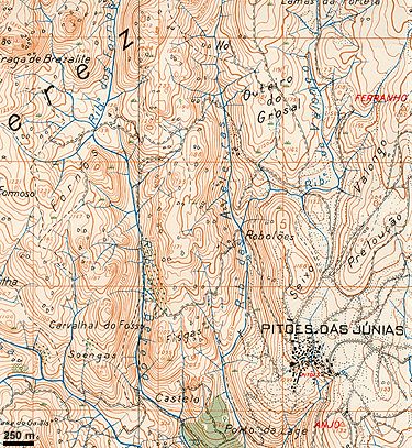 Carta topográfica de Pitões das Júnias